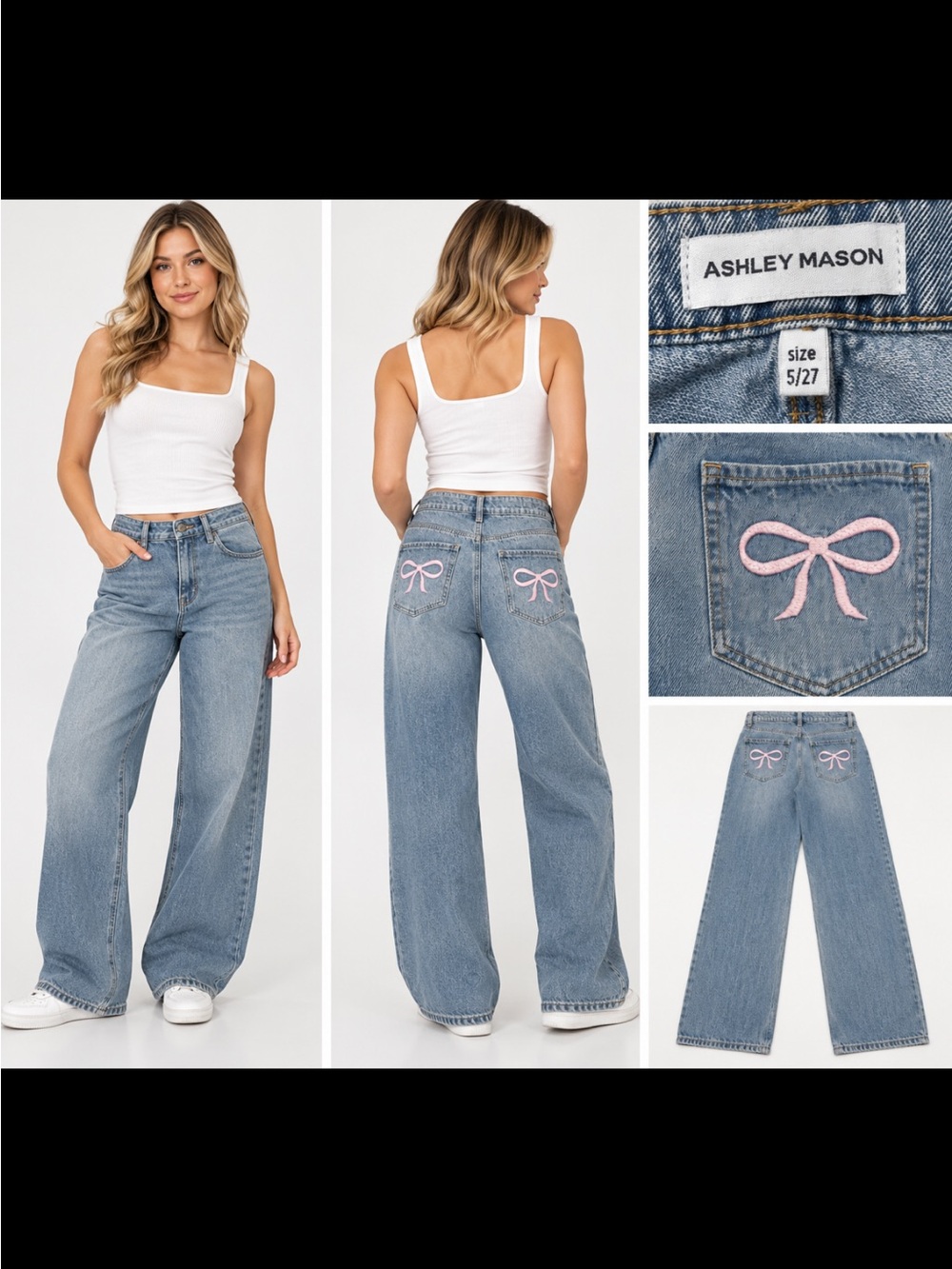 Ashley Mason Light Blue Wide-Leg Jeans